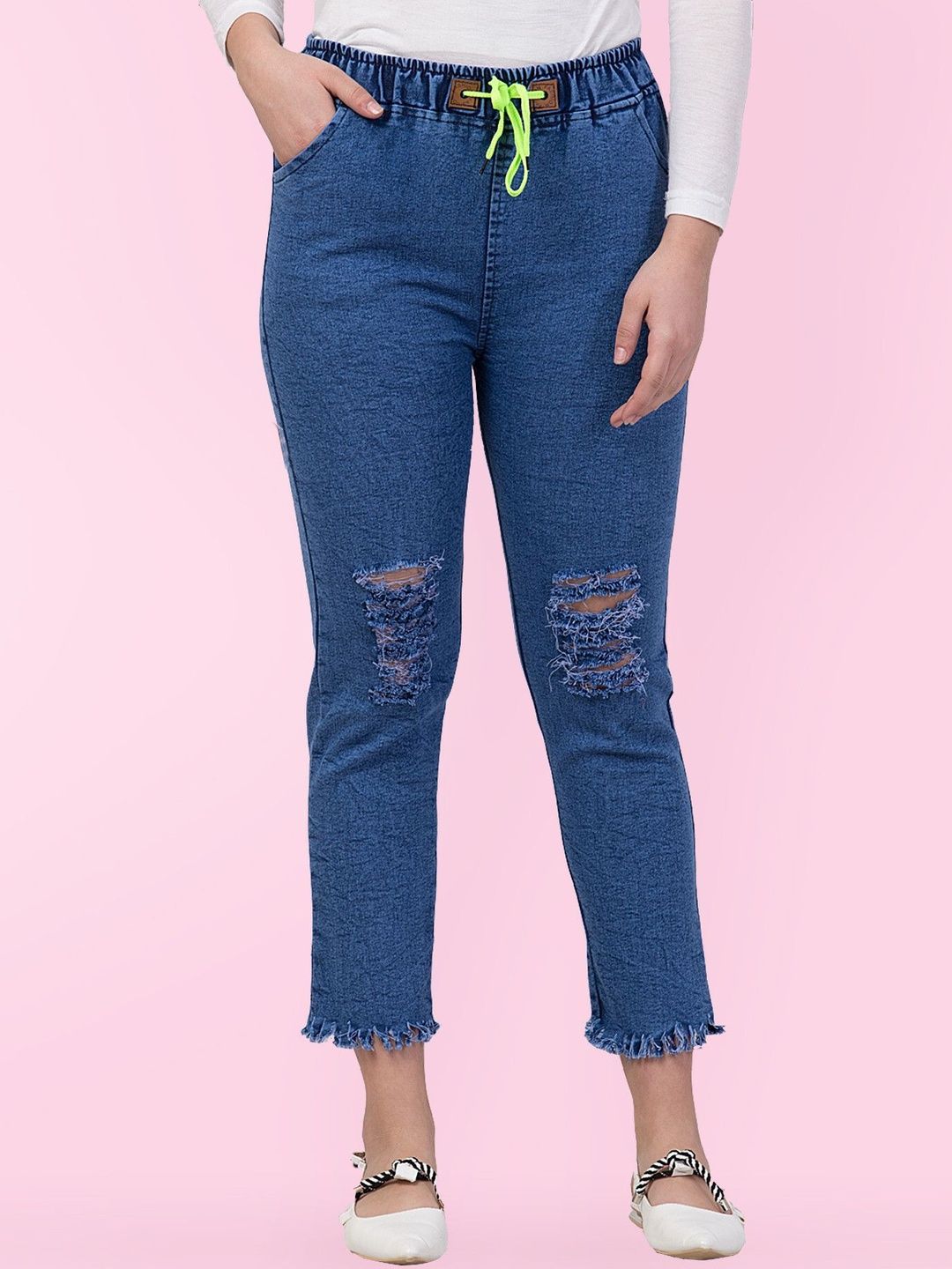 COUTUME COLLECTIONS Women Regular Fit Mid-Rise Highly Distressed Jeans-picture-18