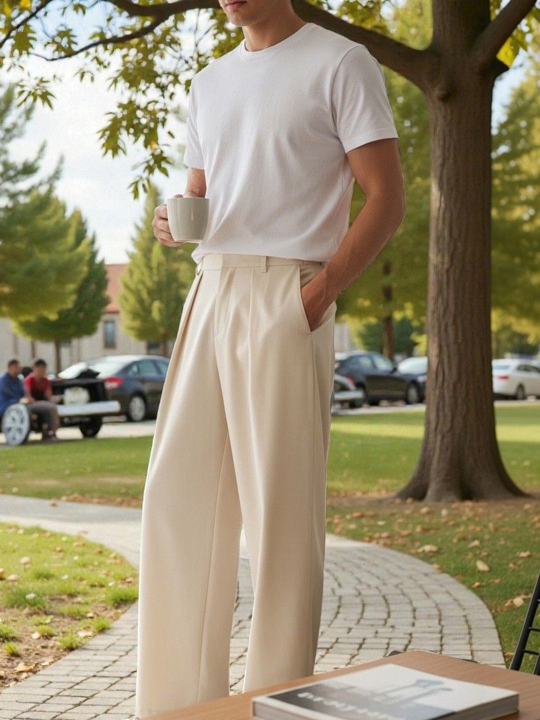 Next One Men Smart Straight Fit Easy Wash Pleated Trousers-picture-44