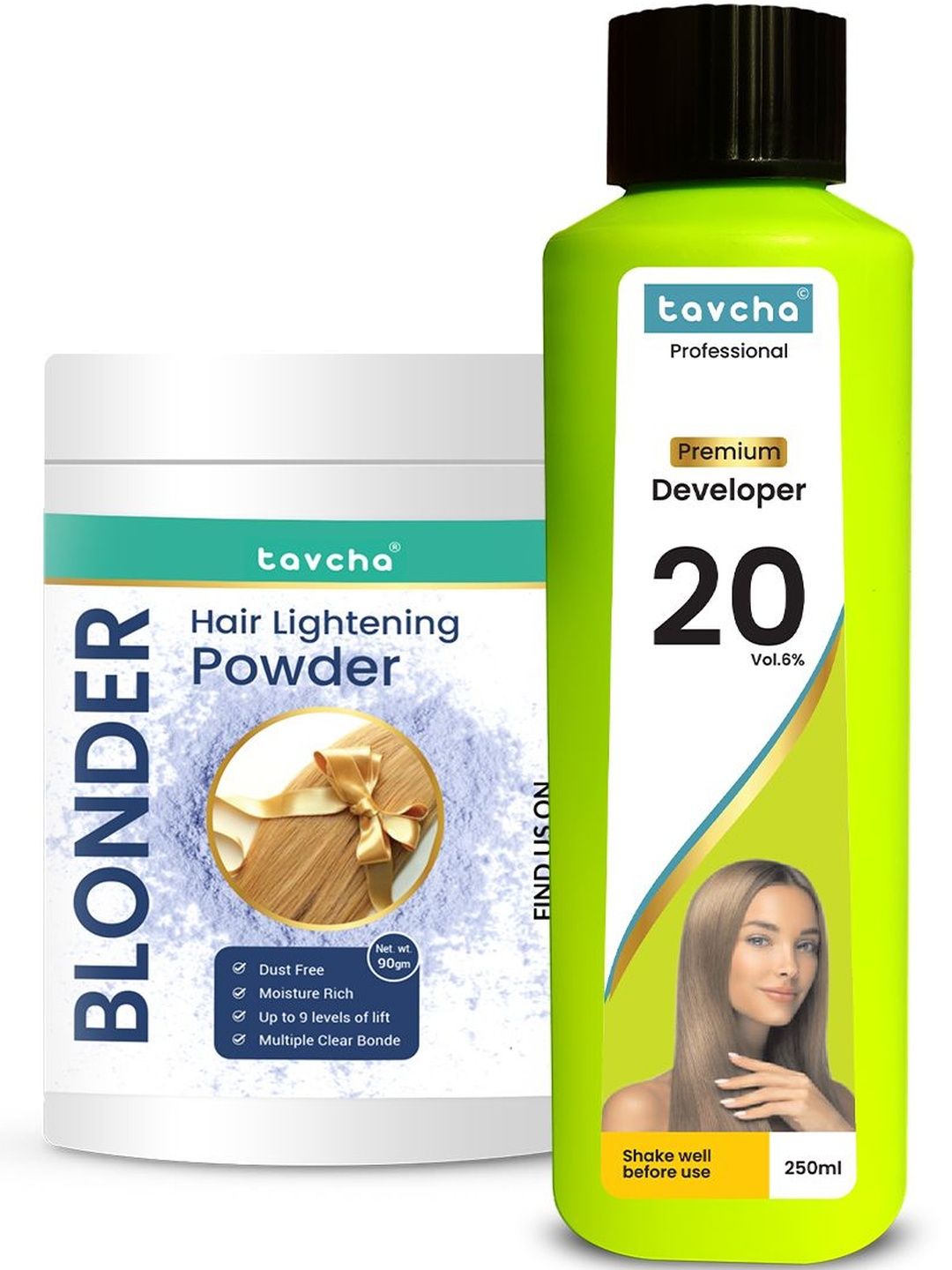 tavcha Hair Blond Bleach Powder & 6% 20vol Developer - 250 ml - Blonde-image-26