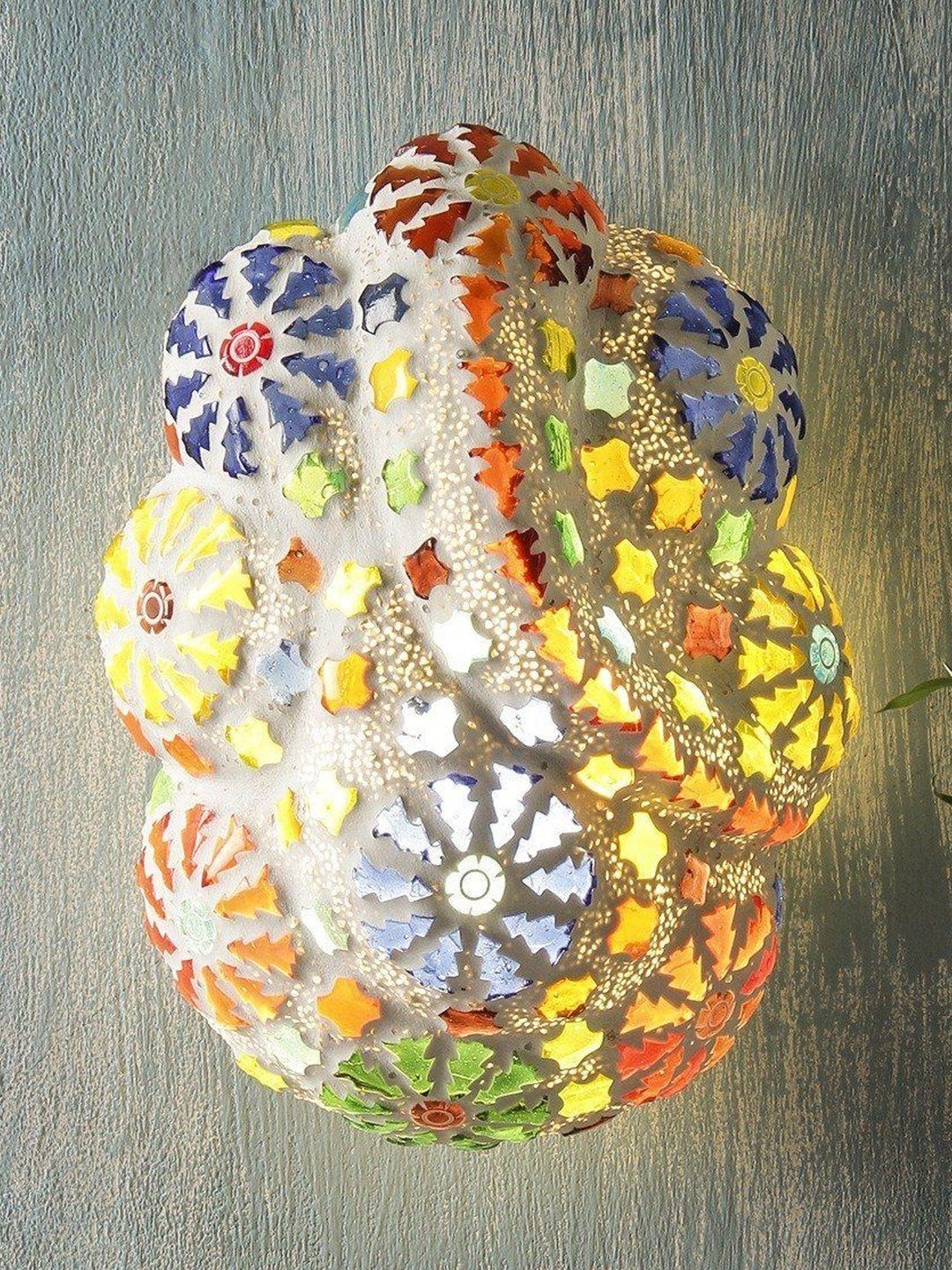 Aura Multicoloured & Multicoloured Textured Glass Abstract Shaped Shaped Wall Lamp-picture-19