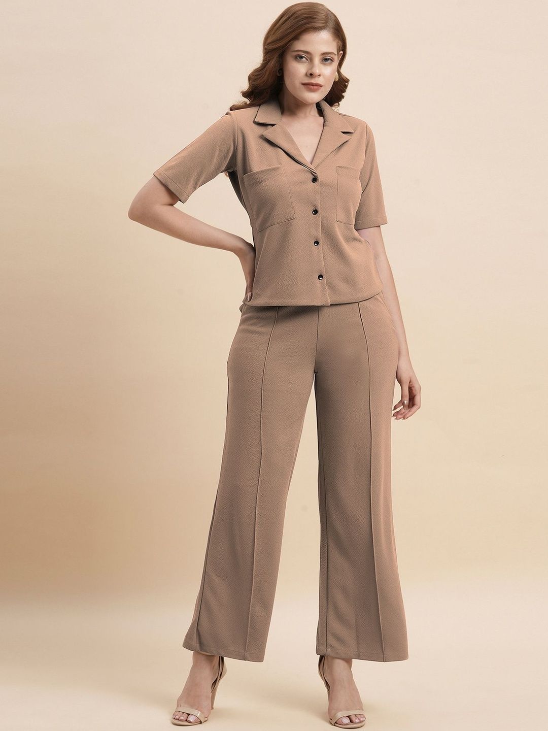 Selvia Edge Lapel Collar Neck Shirt & Trousers Co-Ords-picture-39
