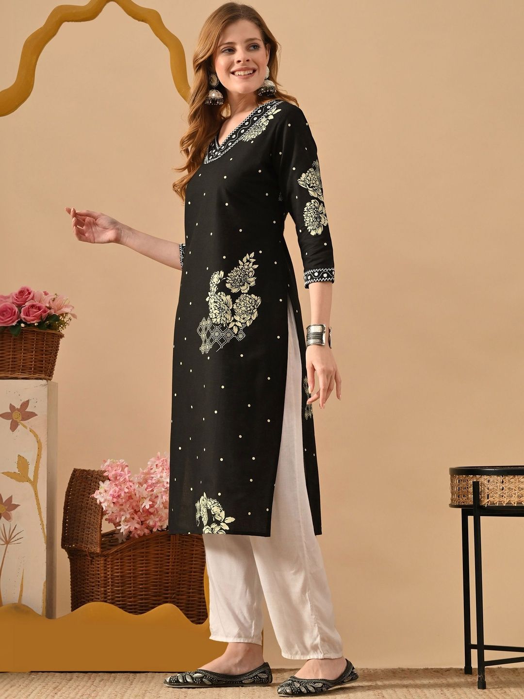 PHYSIL Women Floral Embroidered Thread Work Floral Kurta-picture-31