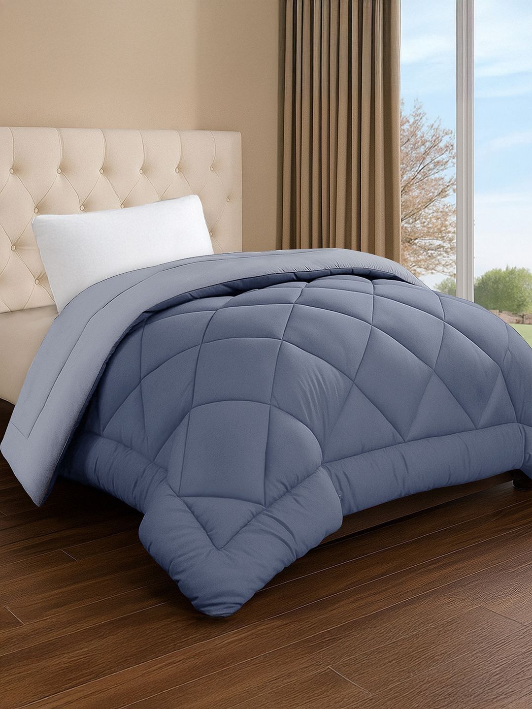 Story@home Navy Blue & Lavender Microfiber AC Room 210 GSM Comforter-image-45