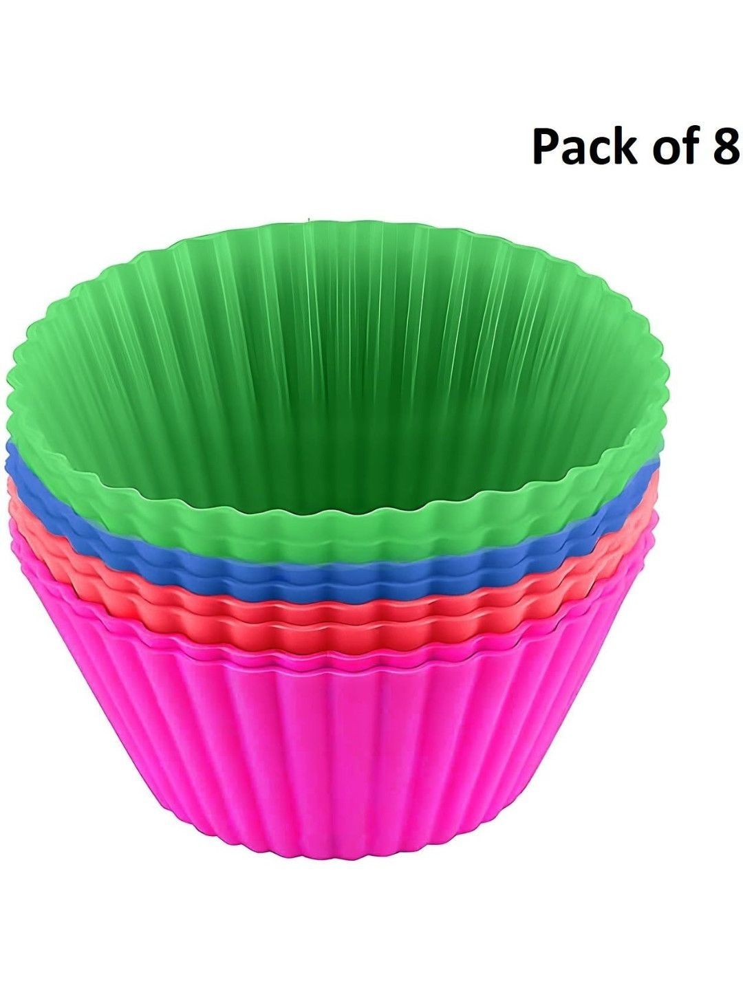 DeoDap 8-Pcs Green & Blue Silicone Cupcake Mould-picture-34
