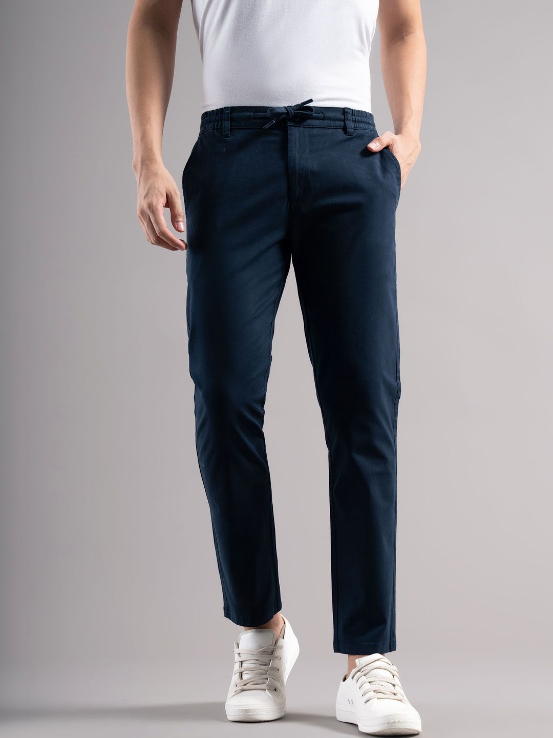 British Club Men Smart Slim Fit Low-Rise Chinos Trousers-picture-39