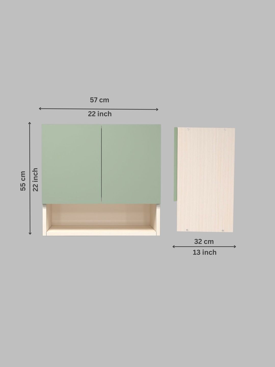 SPECIALITY PANELS Green 2-Door Wall Mounted Engineered Wood Cabinet-picture-47