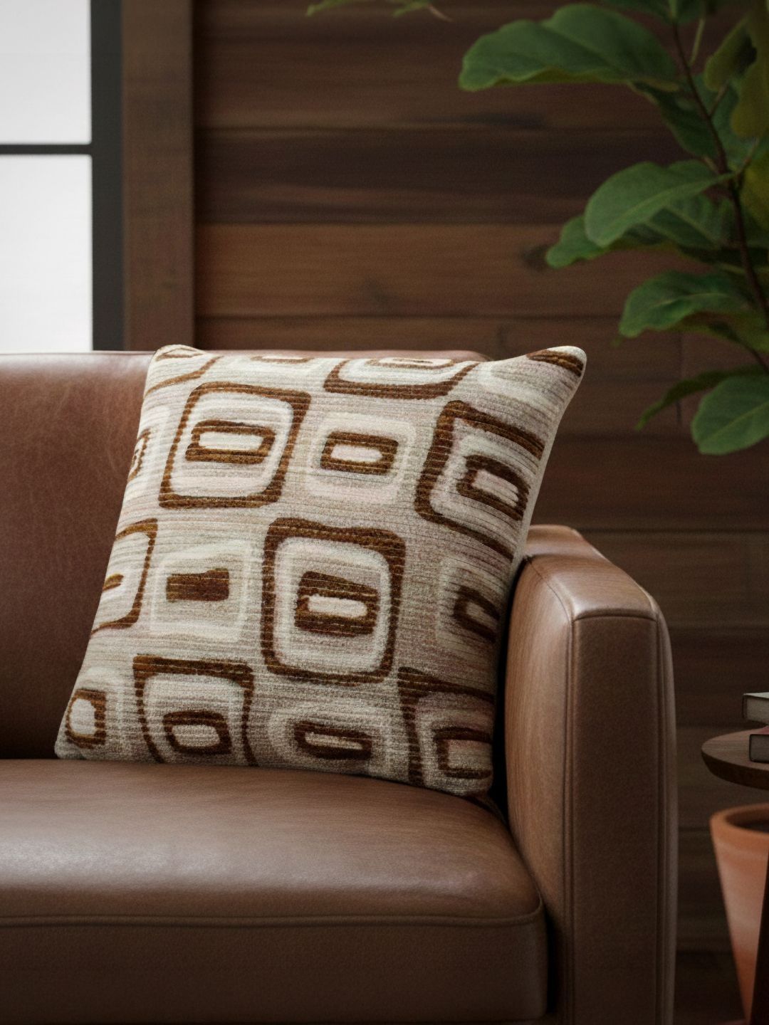 Kaleen India Beige Geometric Square Cushion Covers-image-32