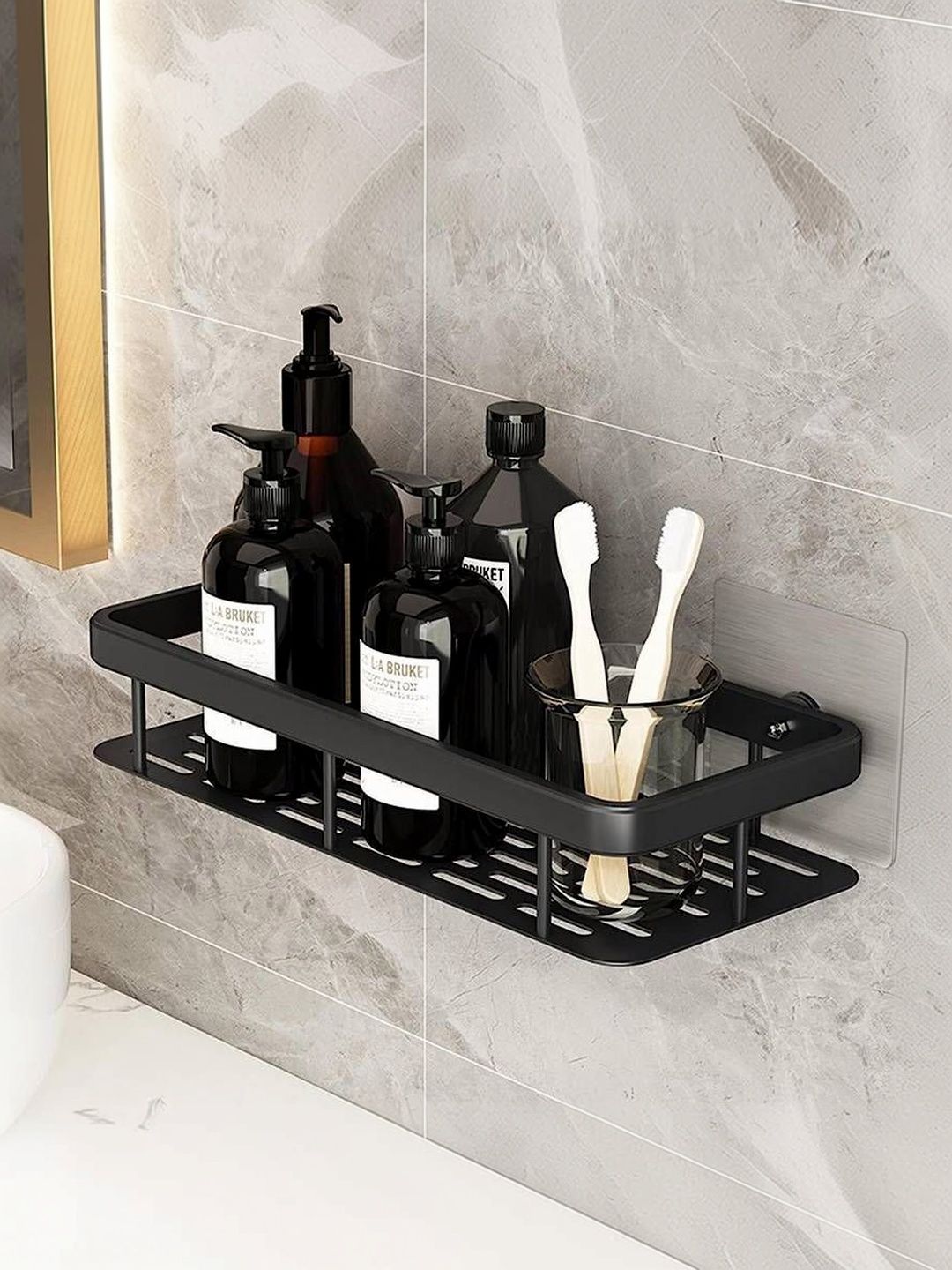 GLOXY Black & Black Solid Stainless Steel Bathroom Caddy-picture-40