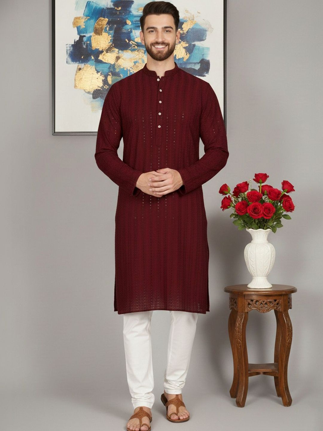 Anouk Mirage Men Regular Sequinned Kurta with Churidar-picture-28