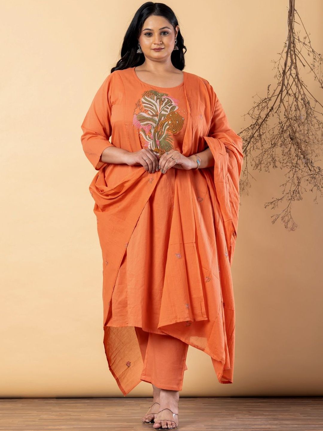 Readiprint Women Ethnic Motifs Embroidered Regular Thread Work Pure Cotton Kurta with Trousers & With Dupatta-picture-50