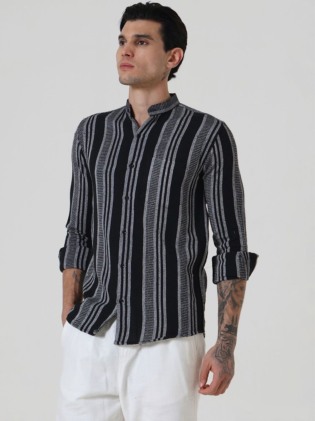 HERE&NOW Men Standard Striped Casual Shirt-picture-31