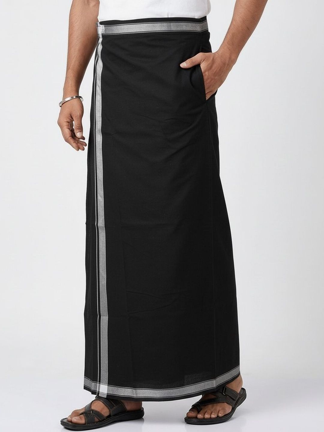TUNI MANI Men Solid Cotton Dhoti with Pocket-picture-33