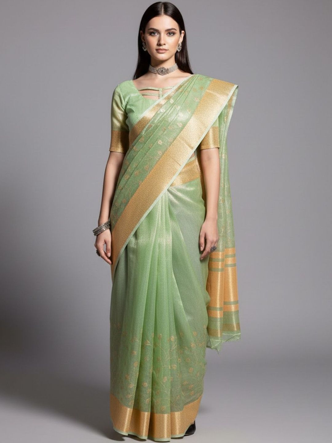 Urban Pallu Woven Design Zari Tissue Handloom Saree-picture-19