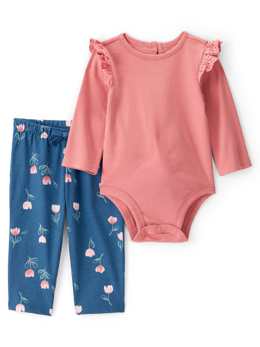 Carter's Baby Girl 2-piece Long-sleeve Floral Long-sleeve Bodysuit Pant Set-picture-14