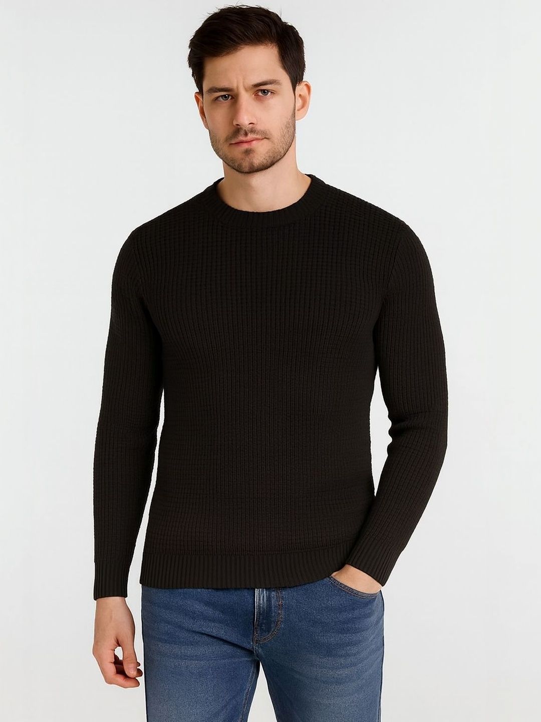 Colorchakra Men Ribbed Woollen Pullover-picture-33