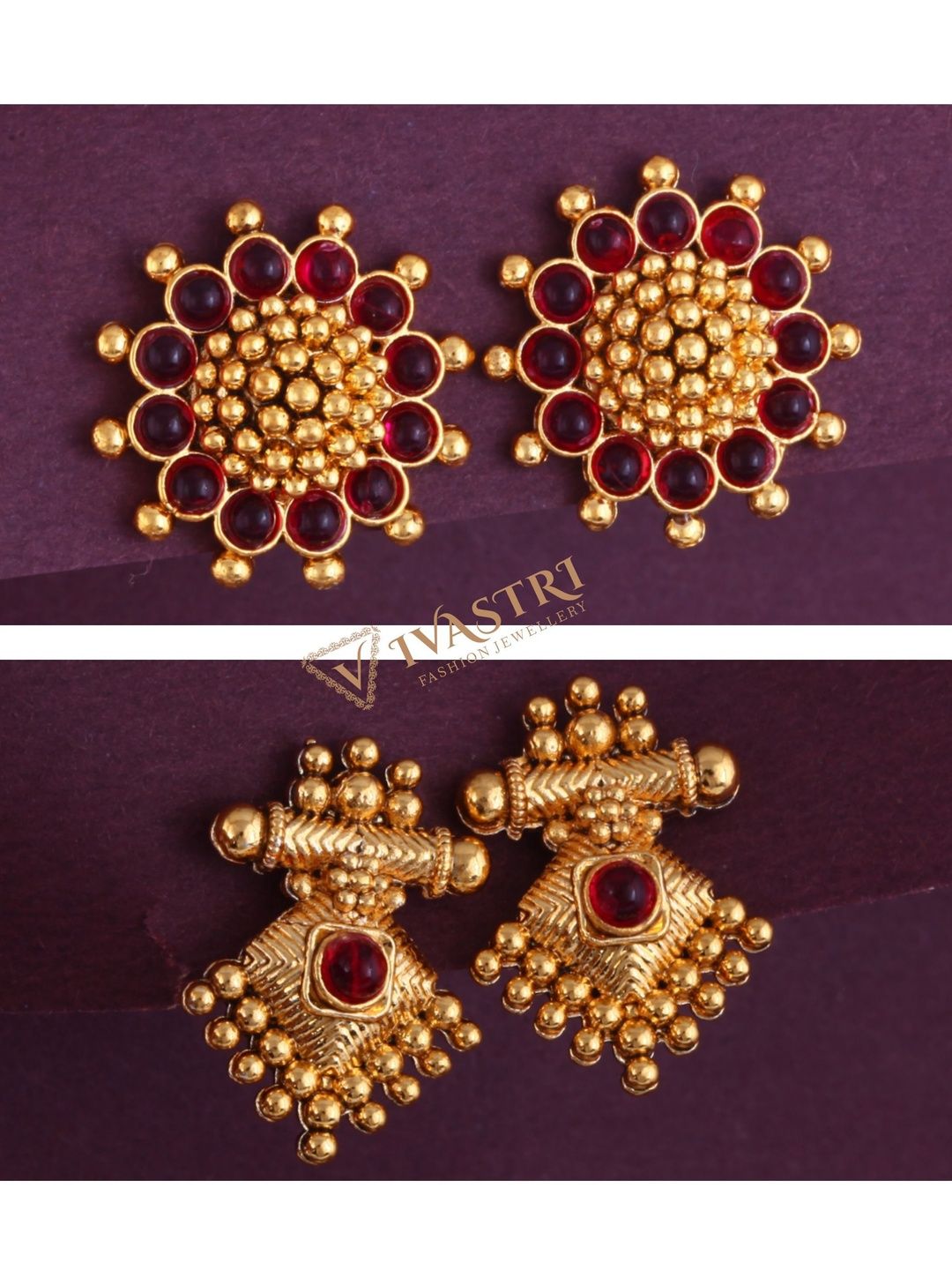 VIVASTRI Floral Studs Earrings-picture-4