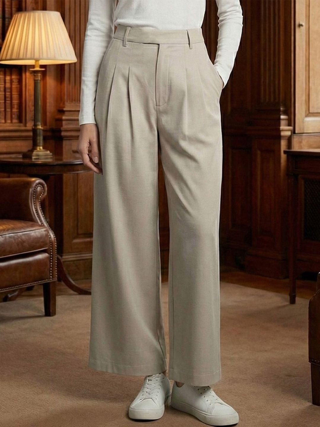 DTR FASHION Women Comfort High-Rise Pleated Trousers-picture-20