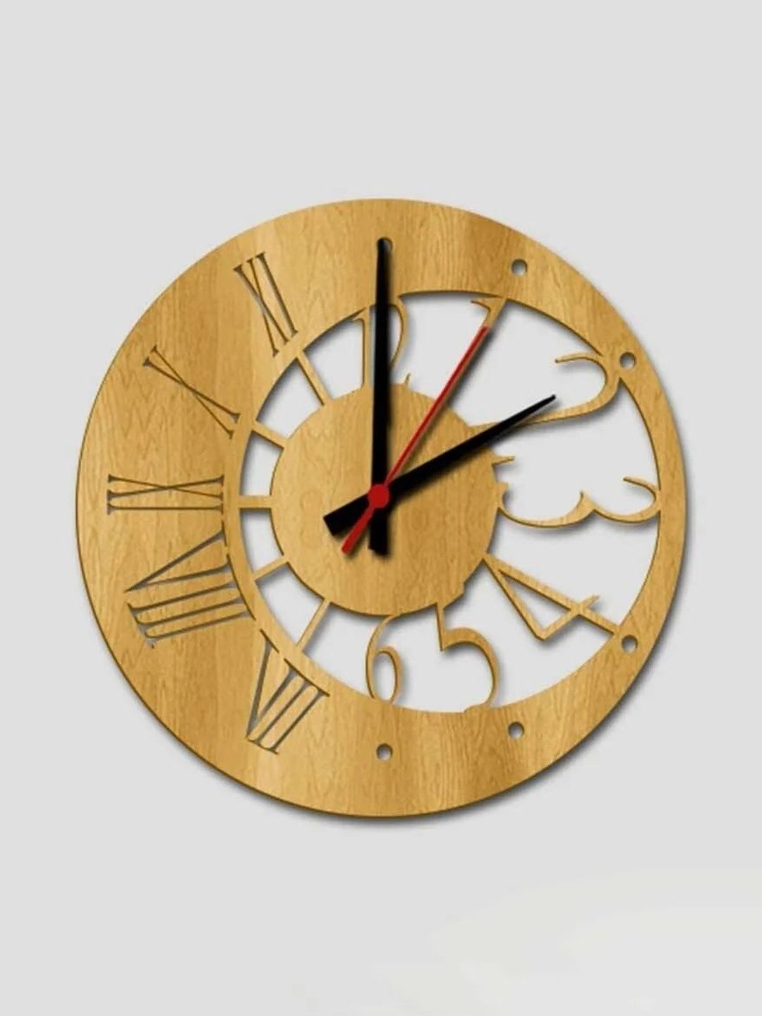 DECORSMANTRA Multicoloured & Brown Contemporary Wall Clock-picture-30