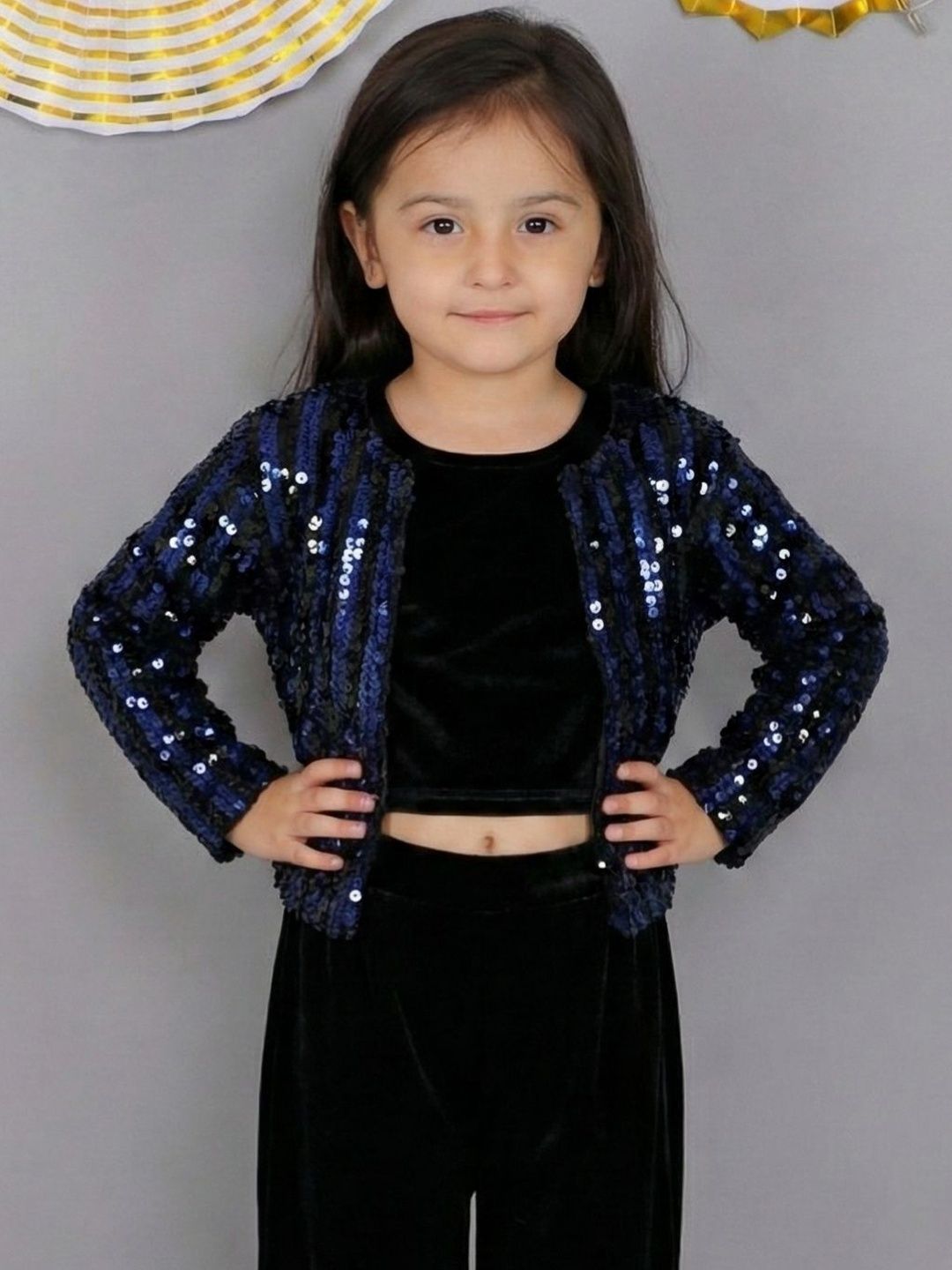 LIL DRAMA Girls Colourblocked Crop Open Front Jacket-picture-24