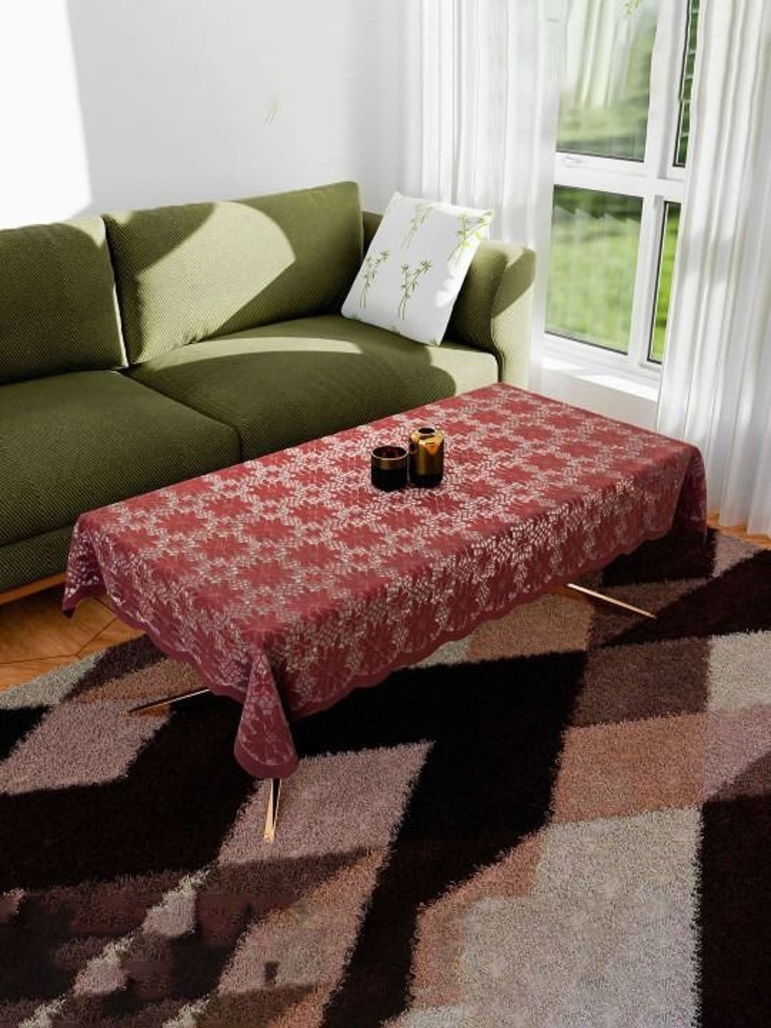 Kuber Industries Maroon Floral Anti-Skid Cotton 4-Seater Table Cover-picture-25