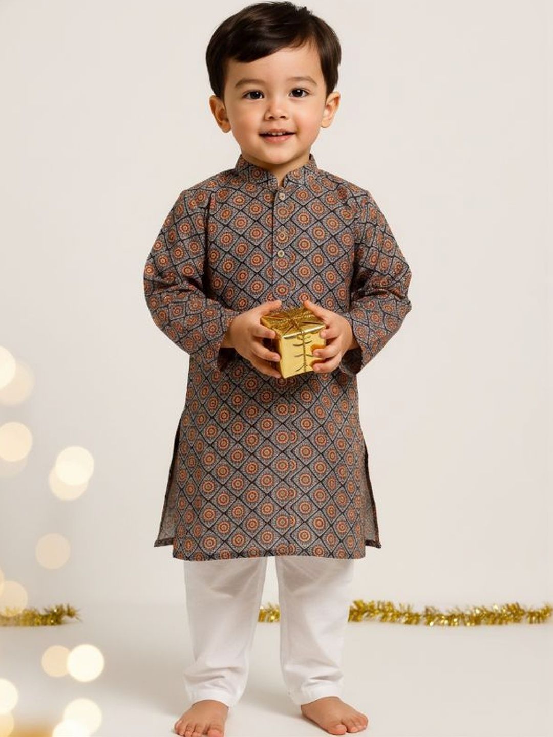 Sangria Boys Self Design Pure Cotton Straight Kurta & Pyjamas-picture-16