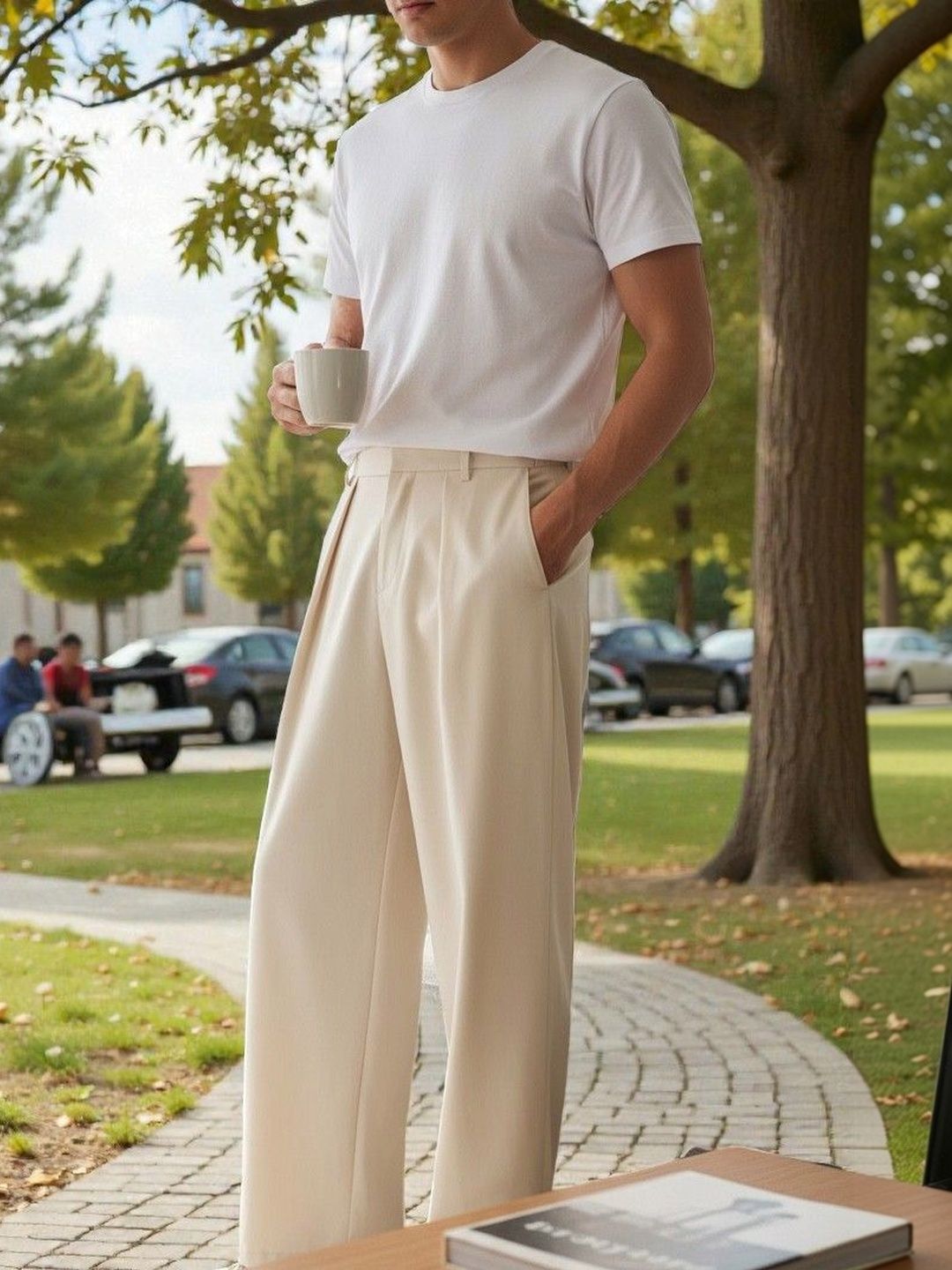 BROADSTAR Men Smart Straight Fit Easy Wash Pleated Trousers-picture-41