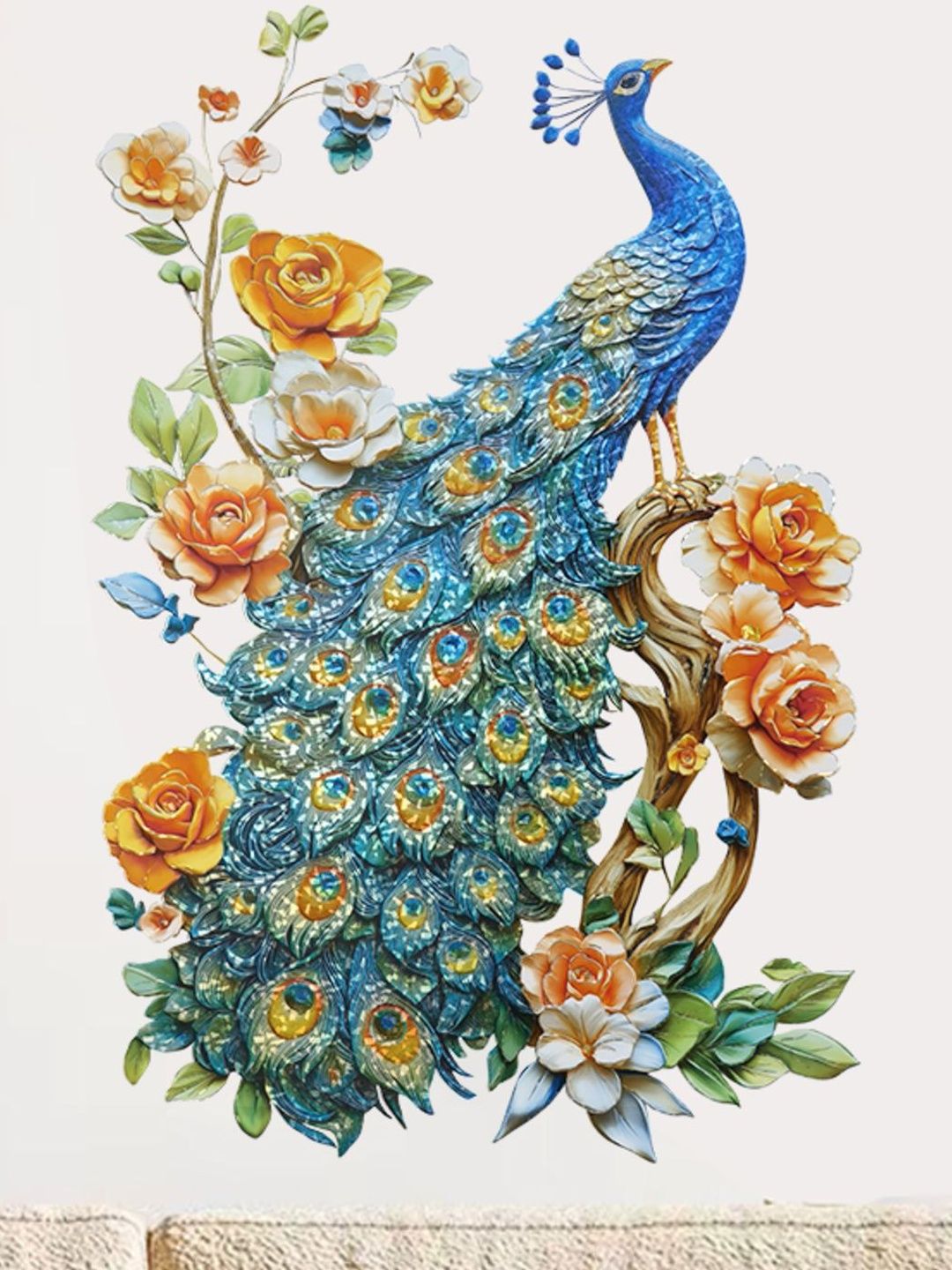 INDIAN ROYALS Blue 3D Magic Laser Peacock Wall Stickers-image-20