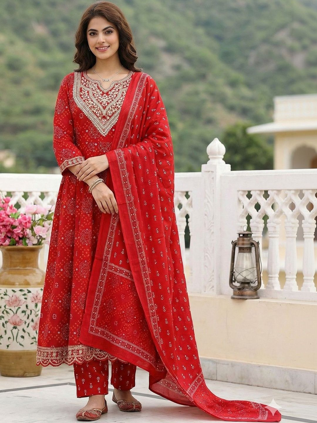 Anouk Women Ethnic Motifs Printed Regular Beads and Stones Pure Cotton Kurta with Trousers & With Dupatta-picture-50