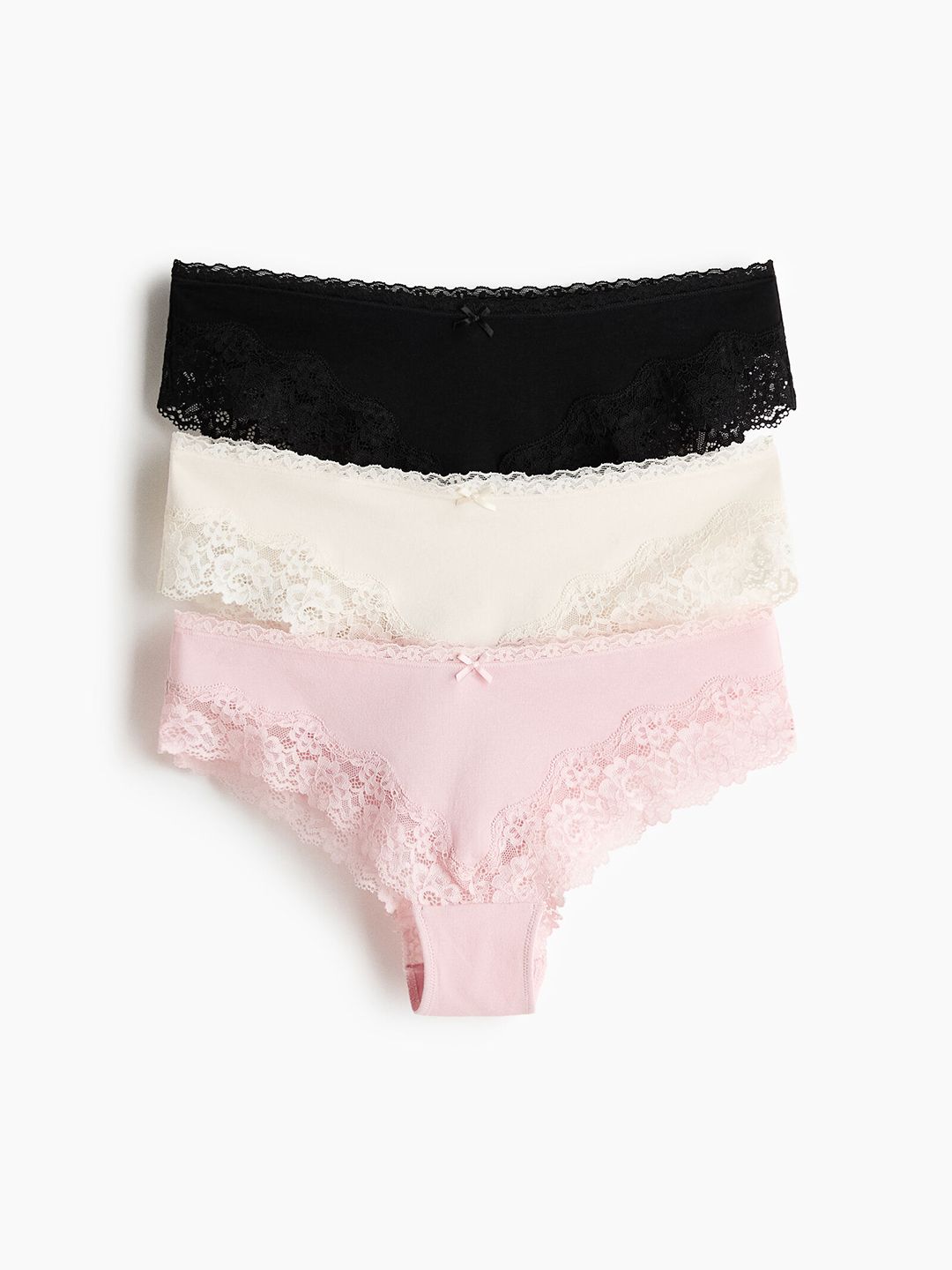 H&M 3-Pack Cotton & Lace Hipster Briefs