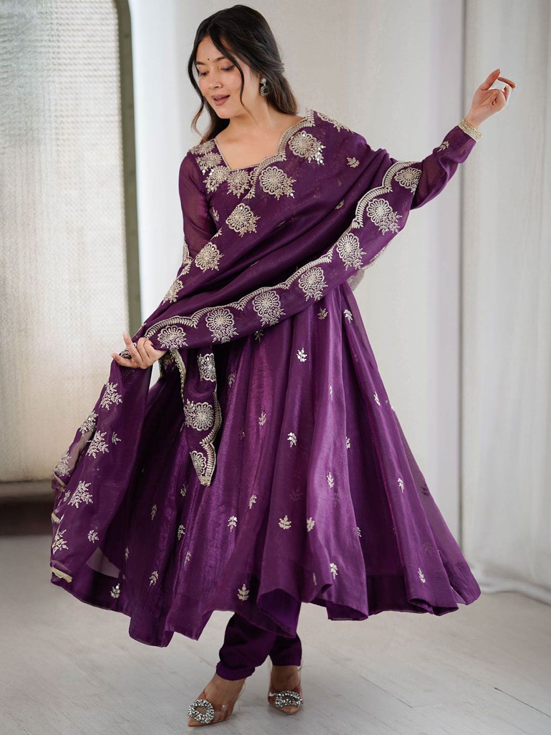 KHODI LIFESTYLE Women Ethnic Motifs Embroidered Regular Thread Work Kurta with Churidar & With Dupatta-picture-51