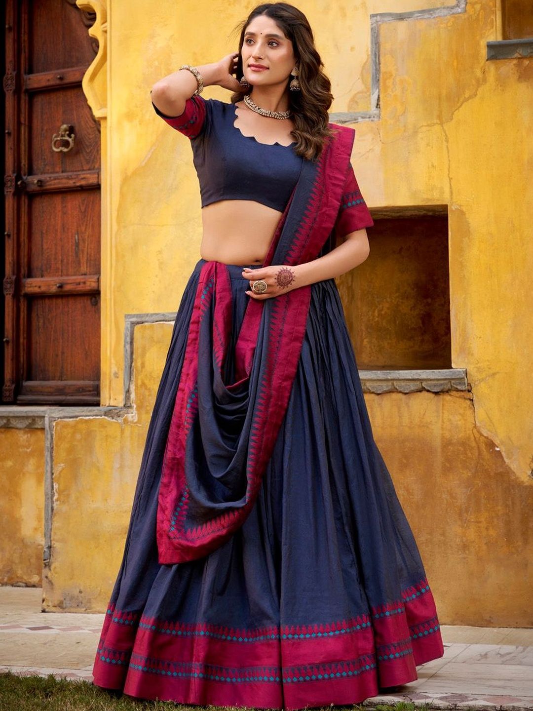 LOOKNBOOK ART Thread Work Ready to Wear Lehenga & Blouse With Dupatta-picture-36