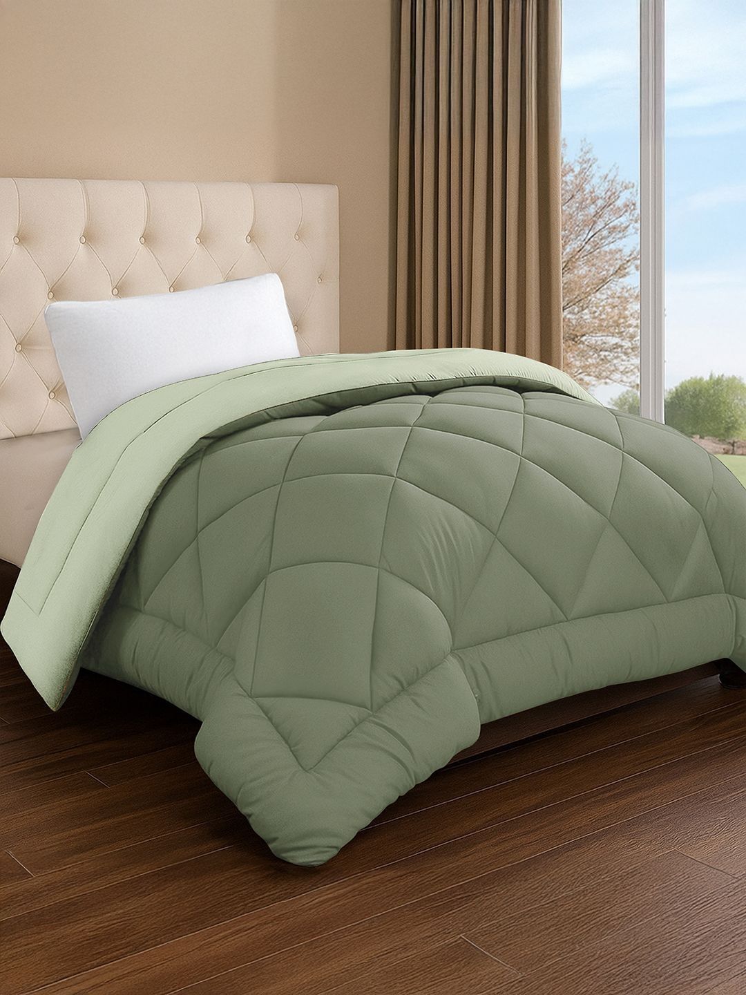 Story@home Olive Green & Green Microfiber AC Room 210 GSM Comforter-image-8
