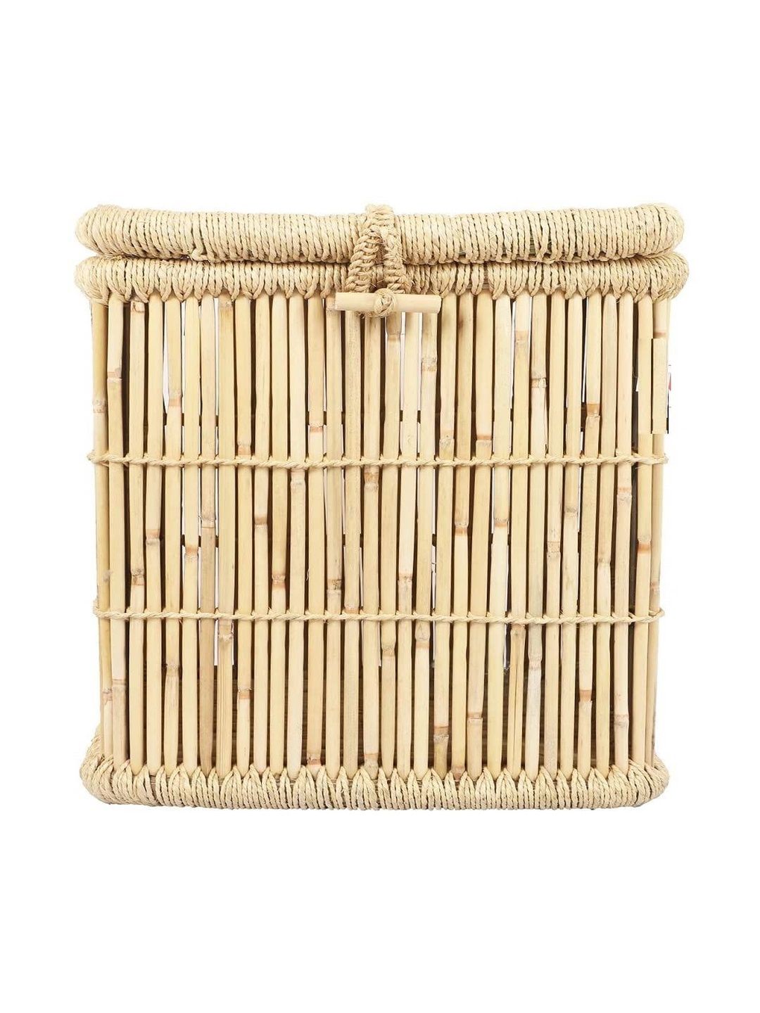 YUVIVAA Beige Textured Bamboo Laundry Bag-picture-23
