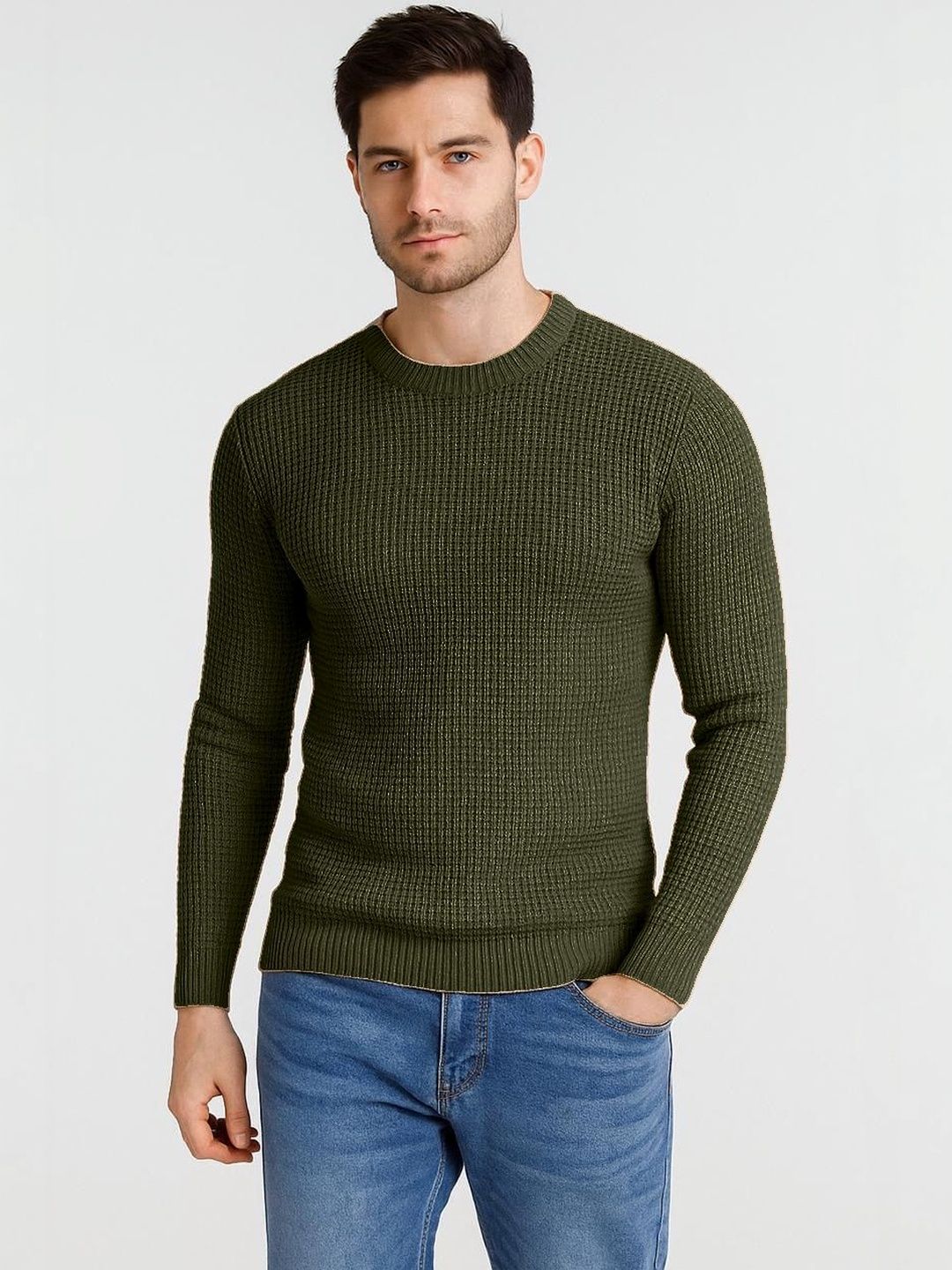 Colorchakra Men Ribbed Woollen Pullover-picture-35