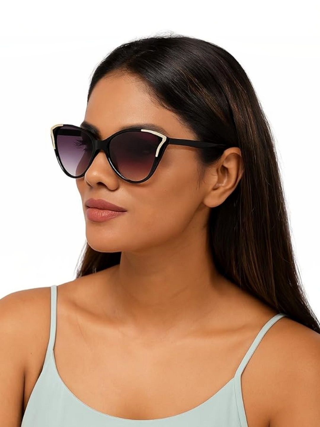IFLASH Unisex Grey Lens & Black Cateye Sunglasses with-picture-23
