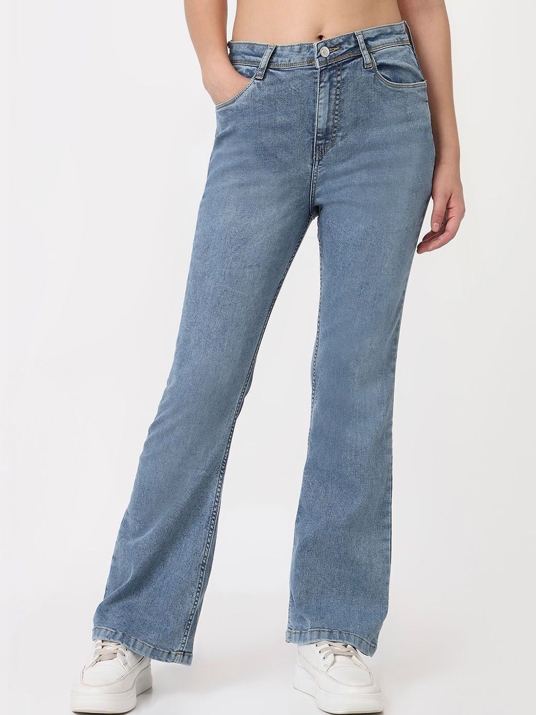 Kraus Jeans Women Flared High-Rise Light Fade Jeans-picture-23