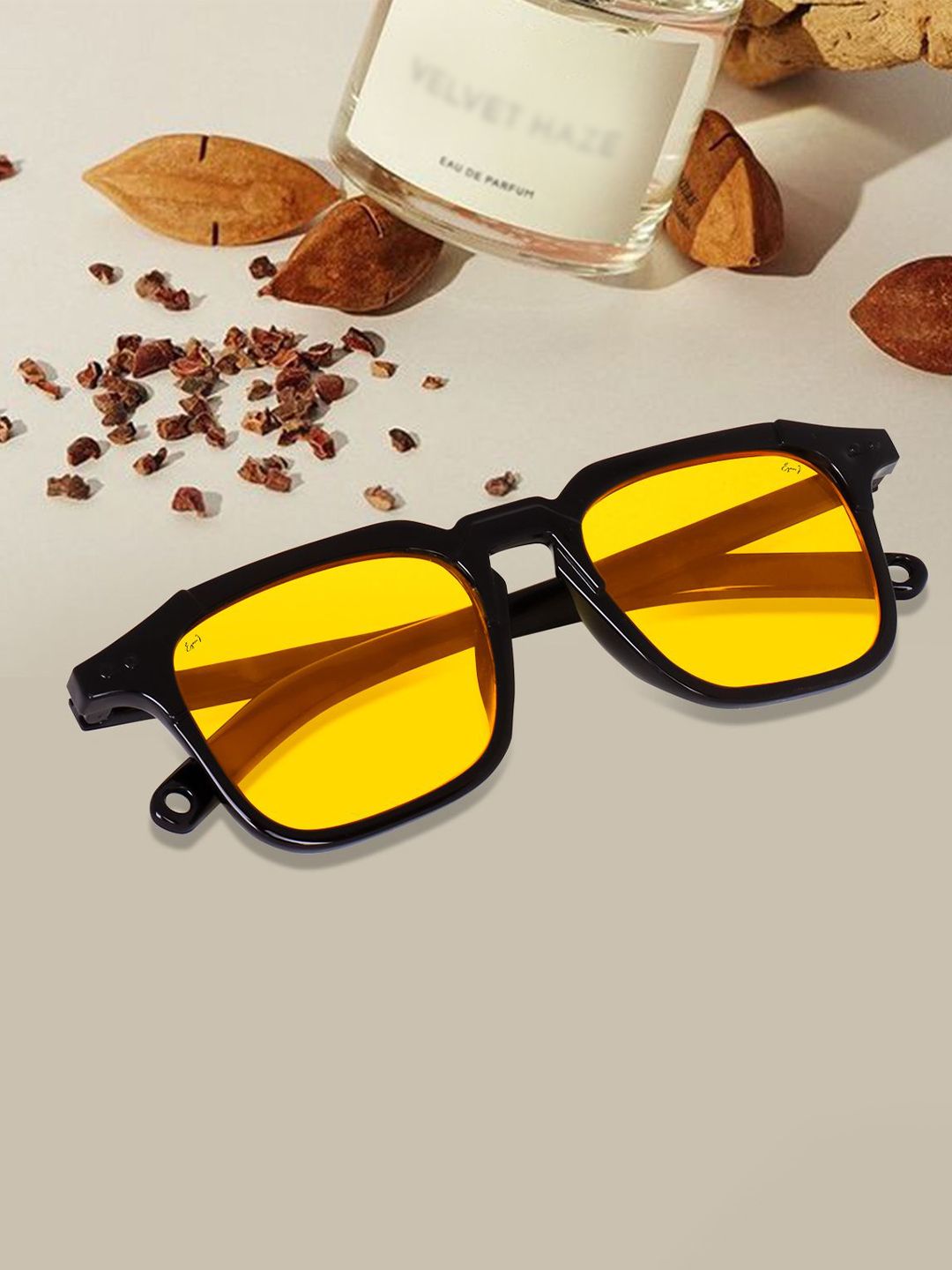 EYMEN I Unisex Yellow Lens & Black Square Sunglasses with-image-40