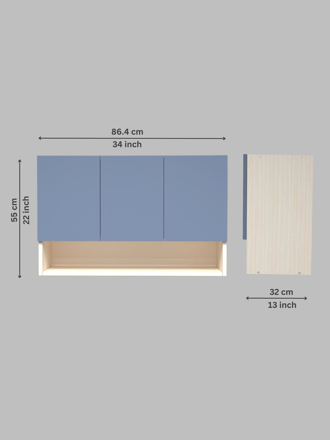 SPECIALITY PANELS Blue 2-Door Wall Mounted Engineered Wood Cabinet-image-17