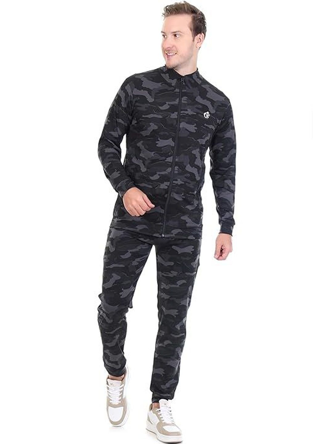 BLUE STAR SHARK Camouflage Printed Mock Collar Zipper Long Sleeve Tracksuit-picture-33
