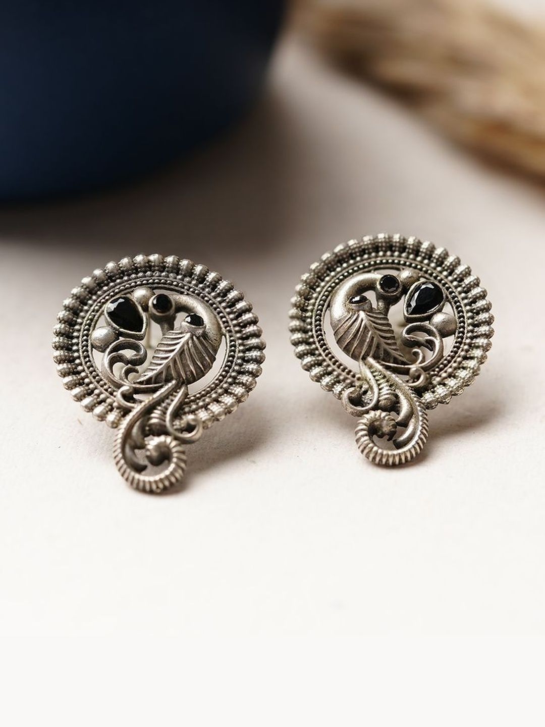 SANSEETA Peacock Shaped Studs Earrings-picture-26