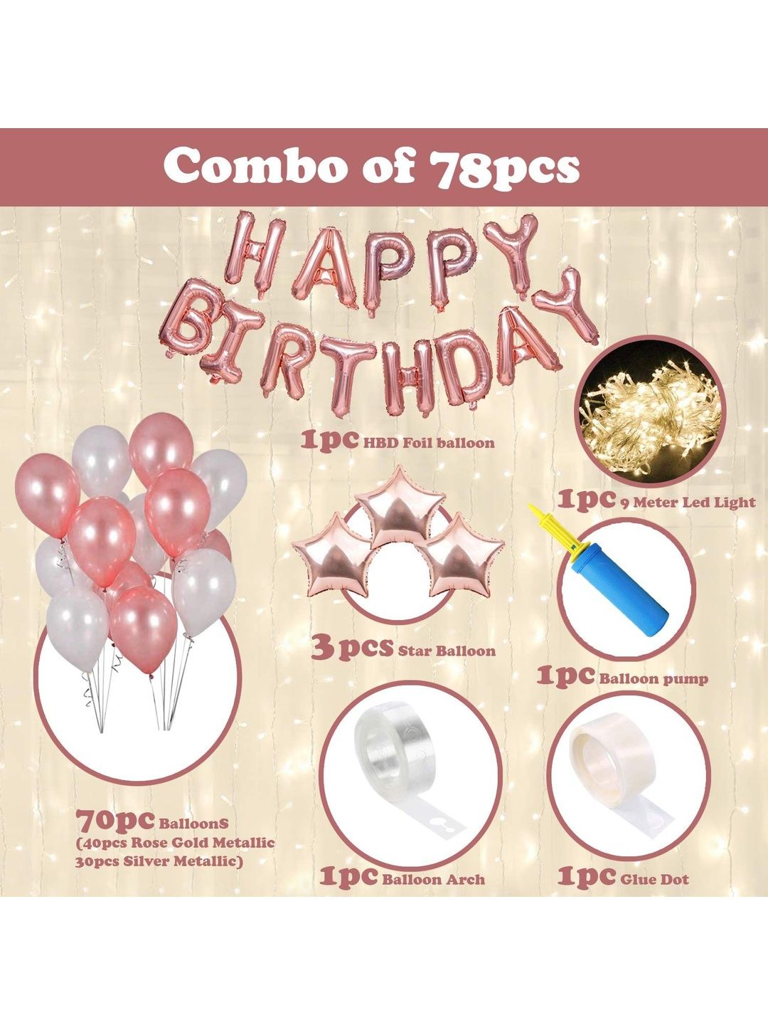 Bubble Trouble Rose Gold Happy Birthday Balloons & Banner Decorations-picture-23