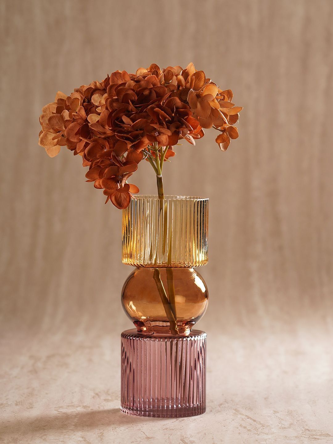Pure Home and Living Brown Ribbed Glass Vases
