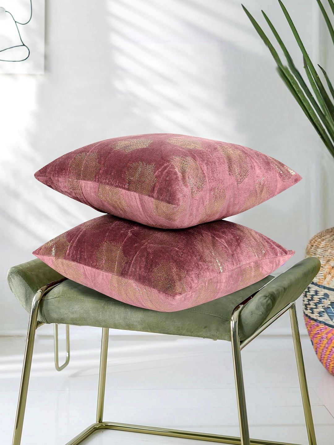 RD TREND Rose Gold Set of 2 Velvet Square Cushion Covers-picture-51
