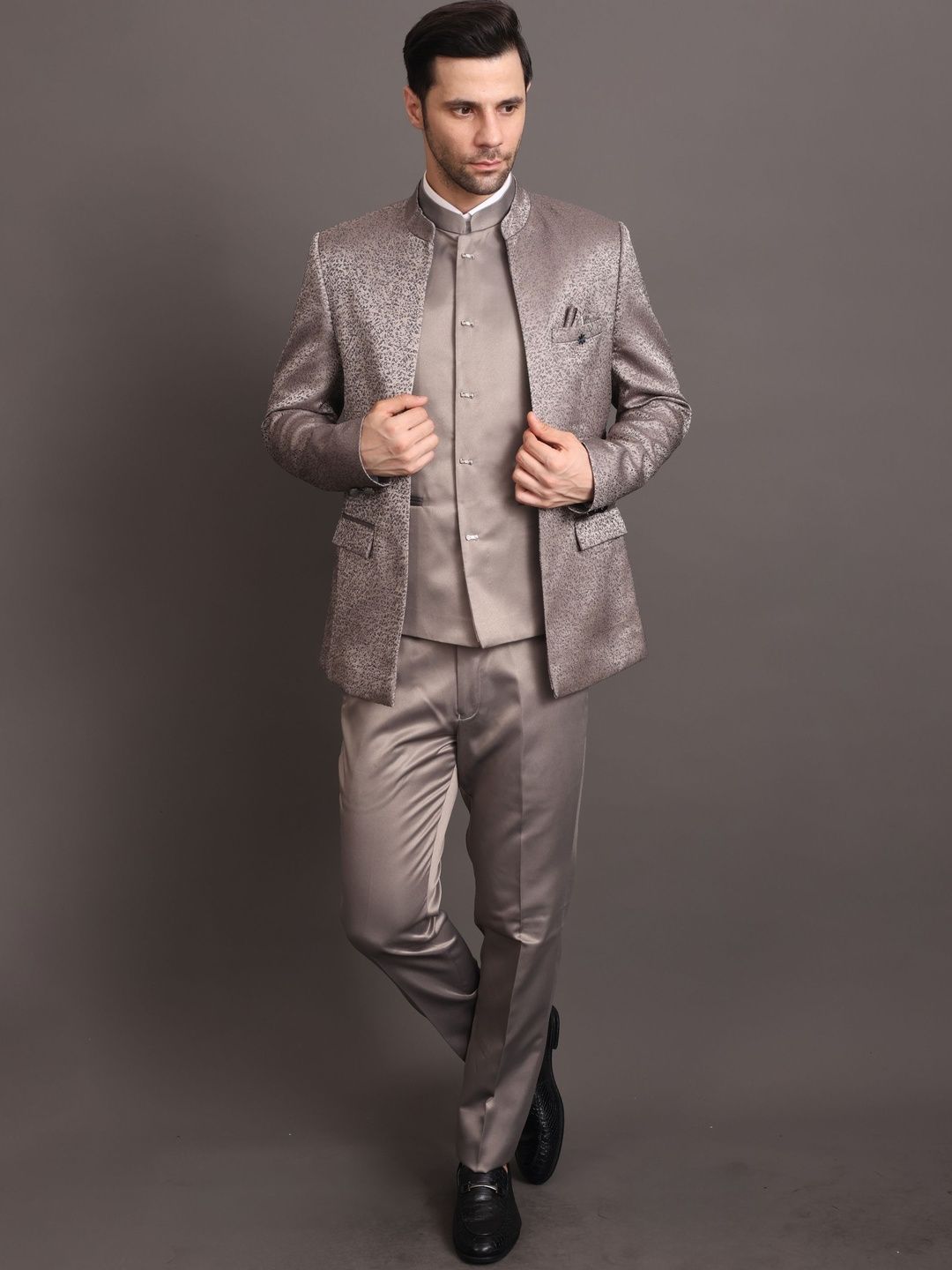 STYLES CULTURE Self Design Tailored Fit Single-Breasted 3-Piece Suits-picture-15