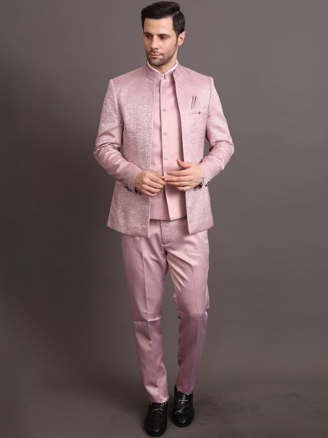 STYLES CULTURE Self Design Tailored Fit Single-Breasted 3-Piece Suits-picture-25