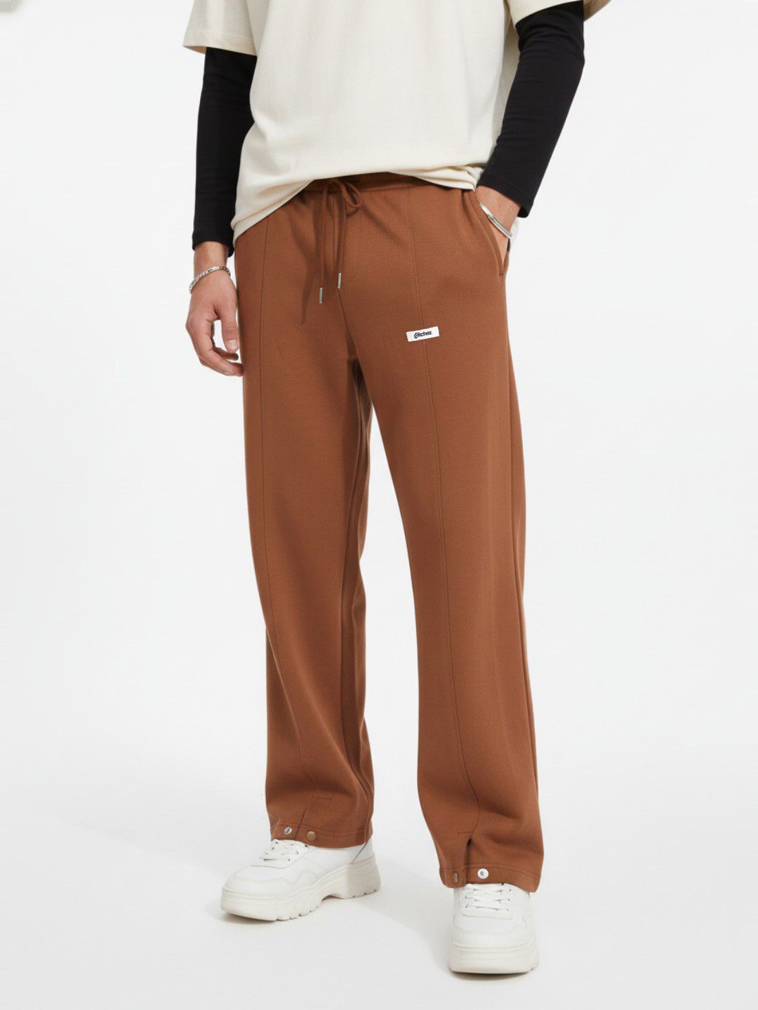 glitchez Men Baggy Fit Track Pants with Inner Fleece-picture-41