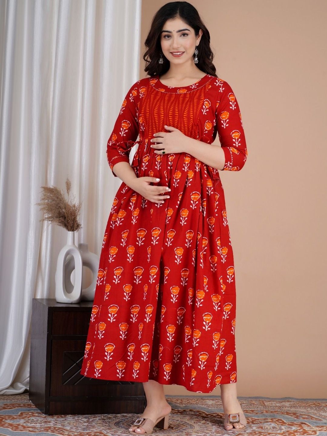 Raghav Silk Studio Women Floral Printed Maternity Kurta