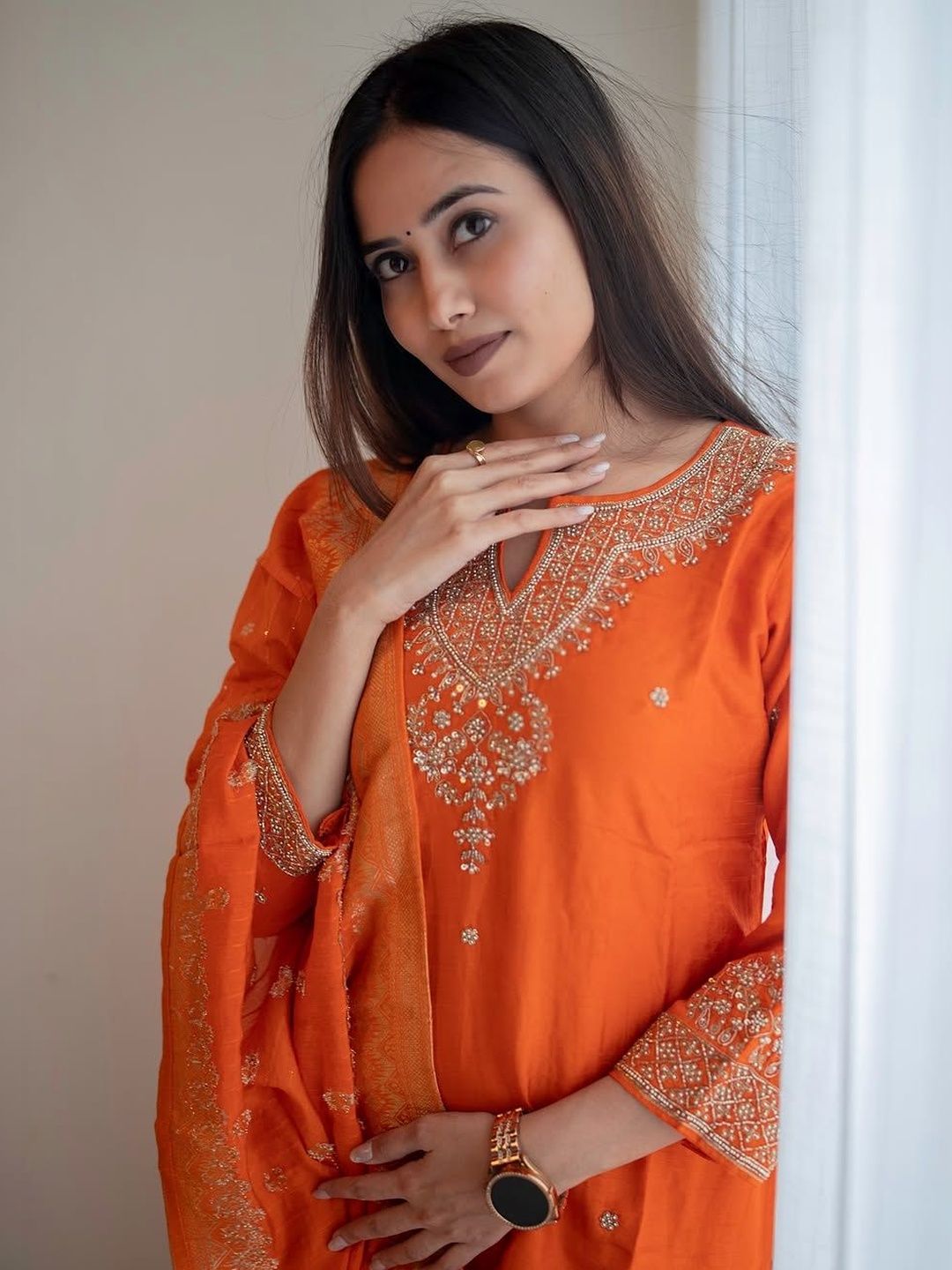 Moda Rapido Women Ethnic Motifs Embroidered Regular Thread Work Kurta with Trousers & With Dupatta-picture-13