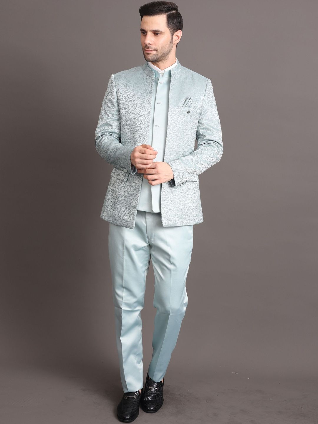 STYLES CULTURE Self Design Tailored Fit Single-Breasted 3-Piece Suits-picture-19