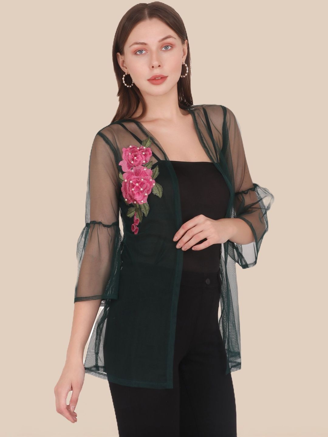 UNFAKENOW Women Embroidered Sheer Shrug-picture-21